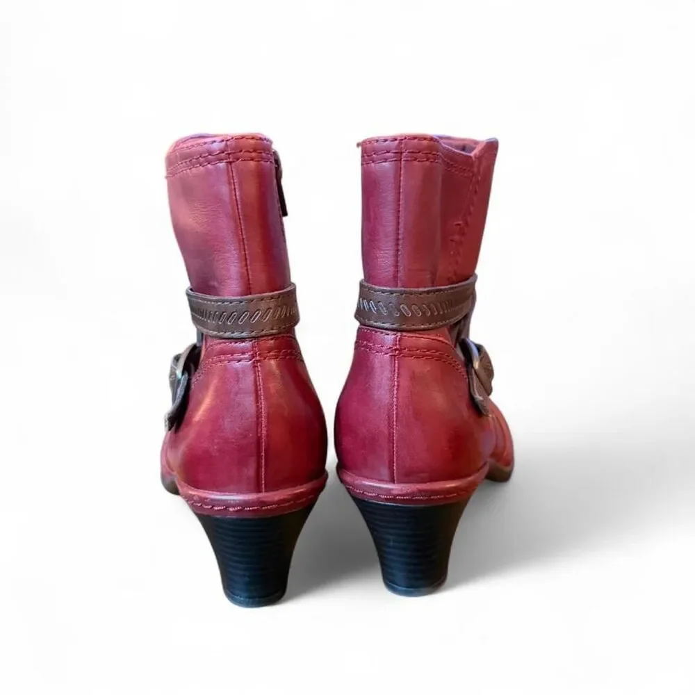 Rockport Cobb Hill Women’s Leather Ankle Boots – Size 7M | Wine/Burgundy